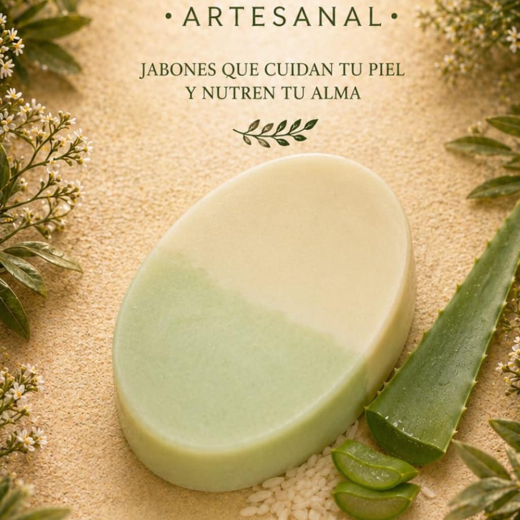 Jabon artesanal Encanto natural arroz y sabila - Encantoartesanal.com